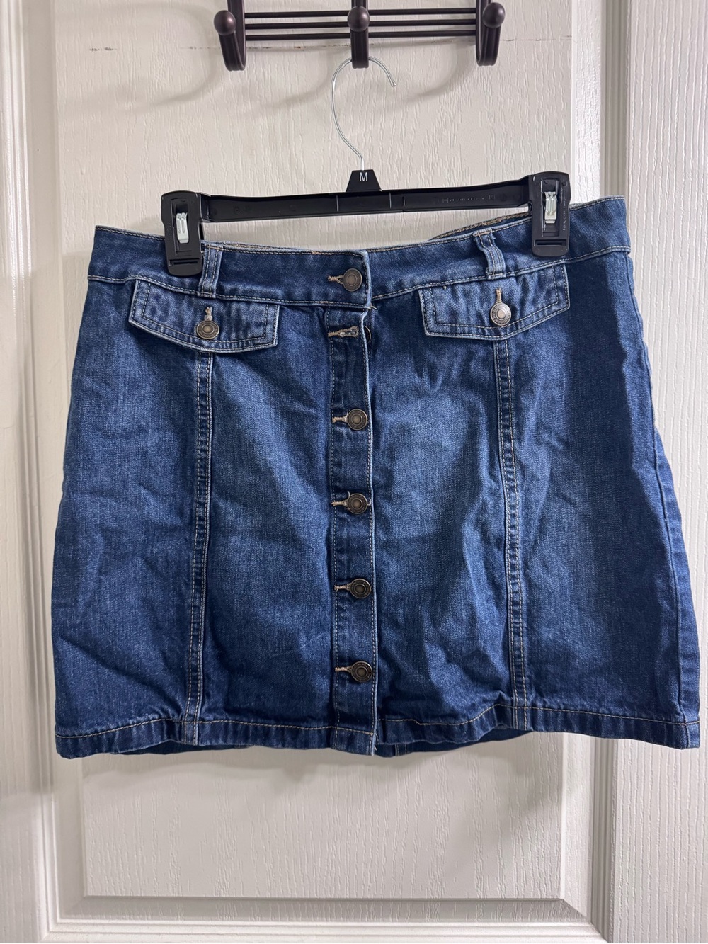 SO Denim Button-Front Mini Skirt - Blue